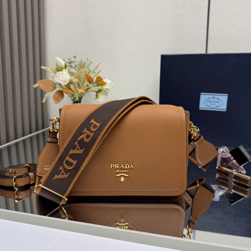 Prada Leather Shoulder Bag-Camel