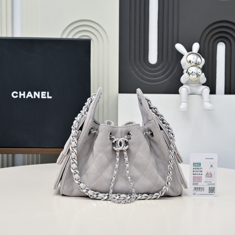 Chanel 25 Mini Bag in Suede Calfskin-Grey