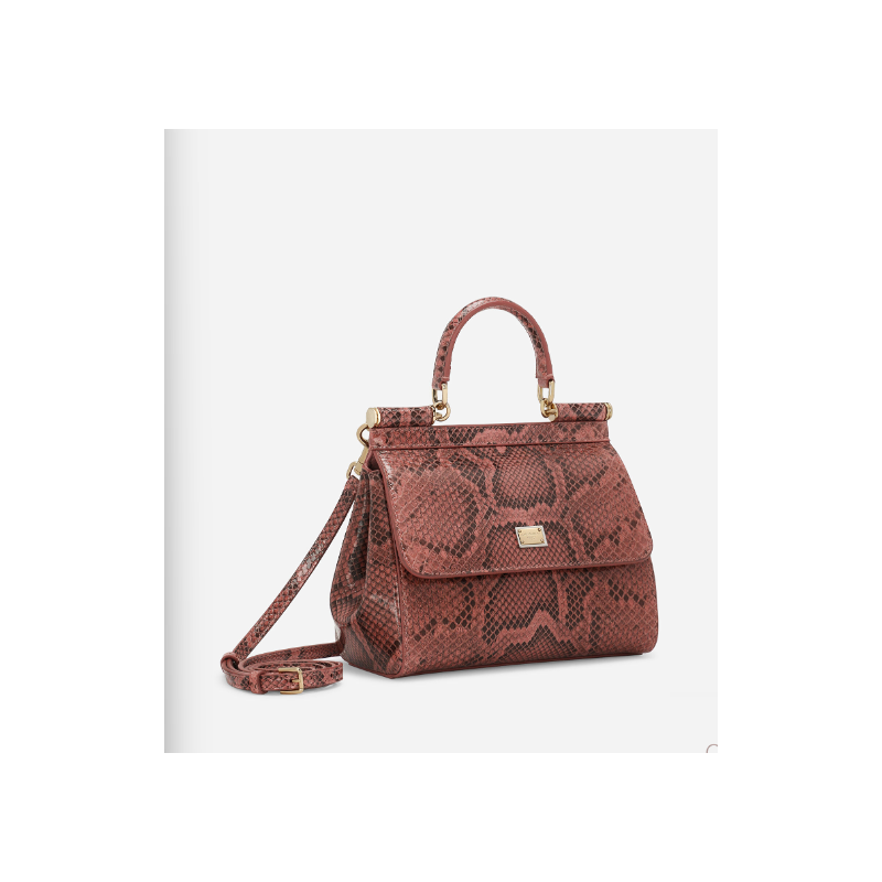 Dolce Gabbana Medium Sicily handbag in Python Skin-Pink
