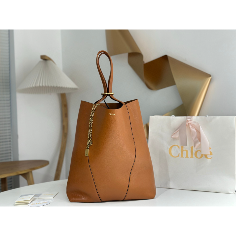 Chloe Large Spin Tote-Brown