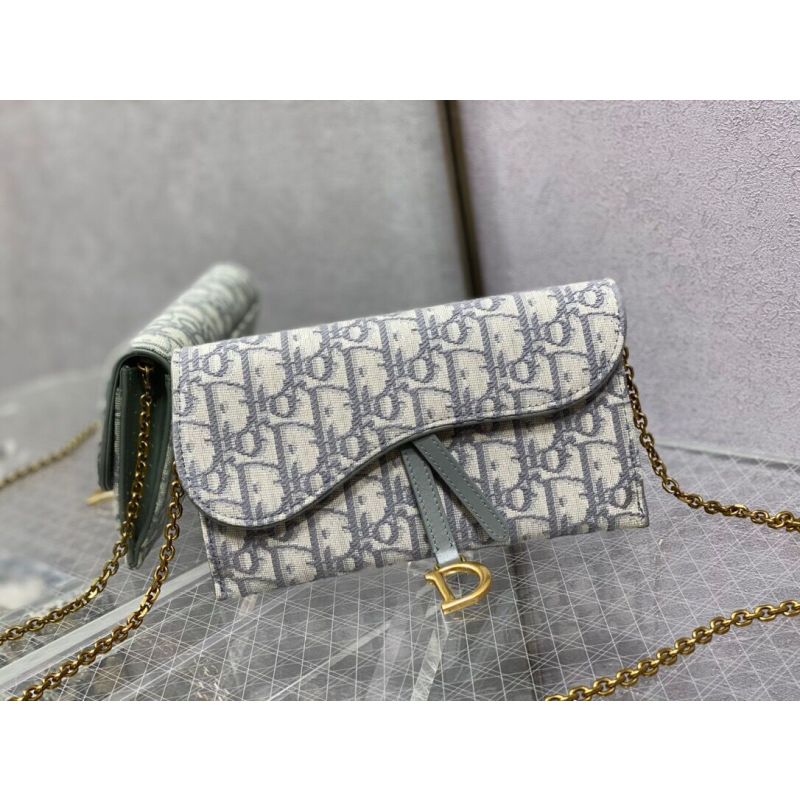 Dior Long Saddle Wallet with chain 