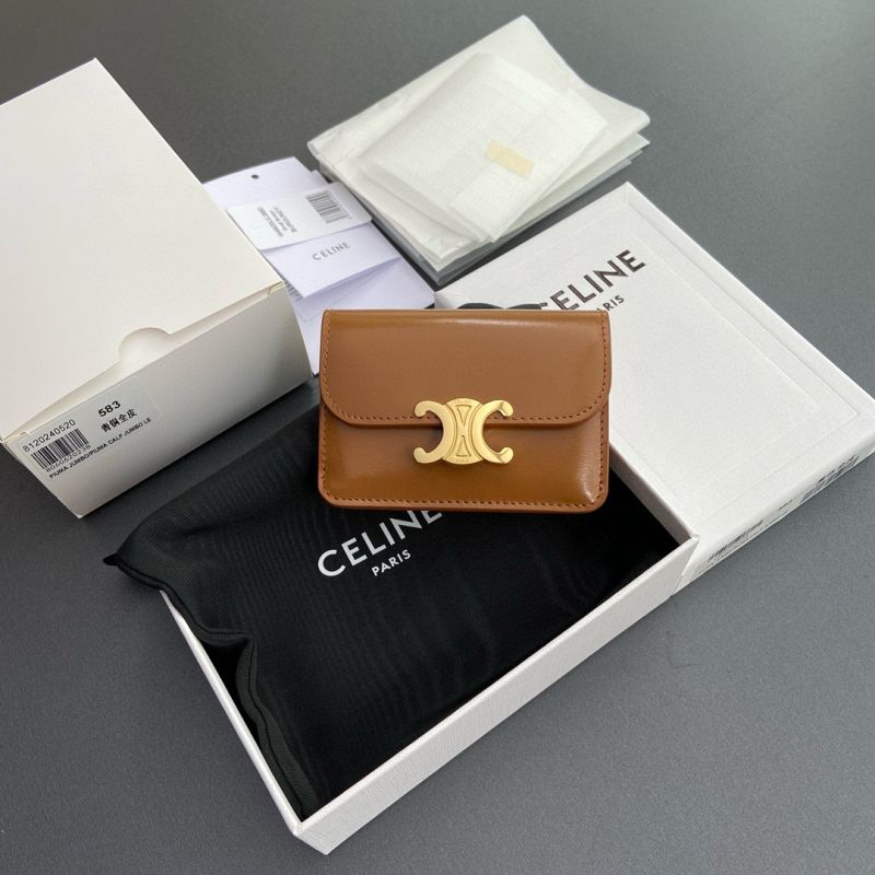 Celine Triomphe Card holder-Tan