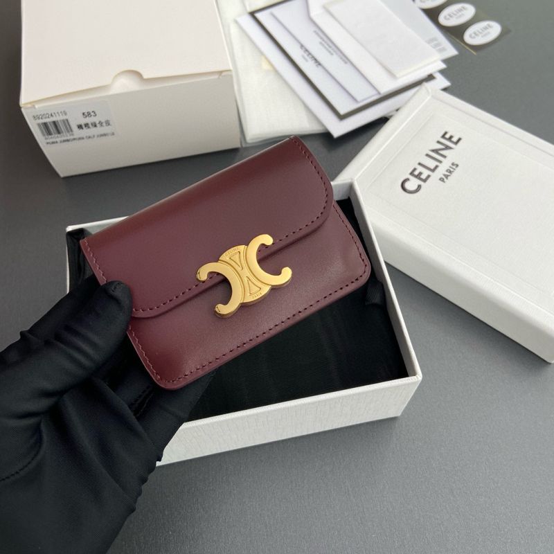 Celine Triomphe Card holder-Burgundy