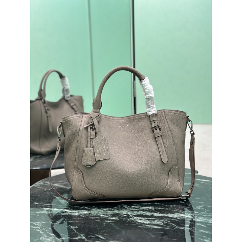 Prada Grey Large leather tote bag