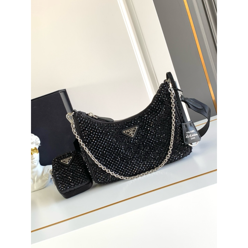 Prada Re-Edition 2005 crystal-studded satin bag