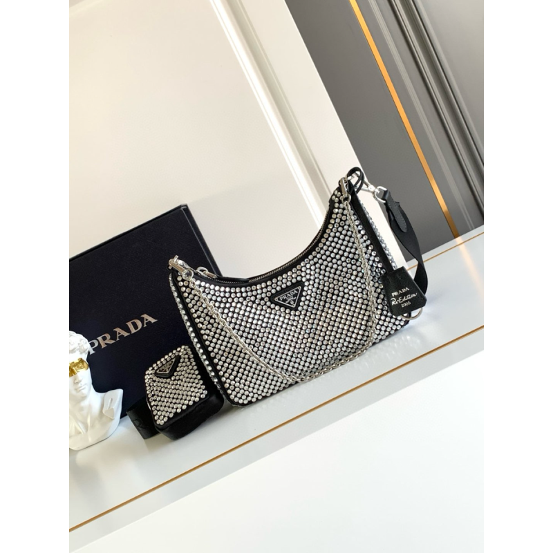 Prada Re-Edition 2005 crystal-studded satin bag