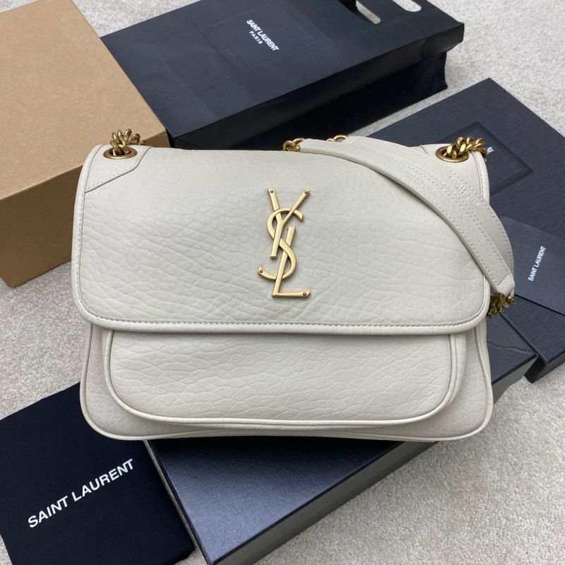 Saint Laurent Niki Medium in grained leather-Blanc Vintage