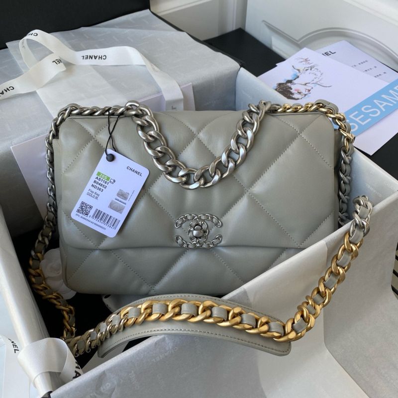 Chanel 19 Handbag Medium size -Light grey