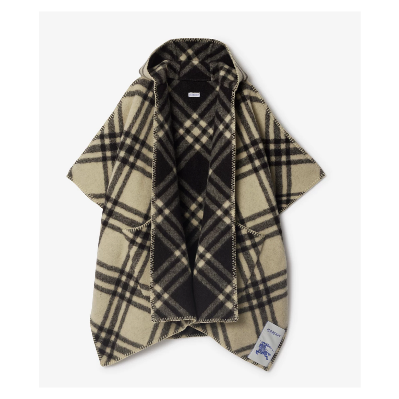 Burberry Reversible Check Wool Hooded Cape 