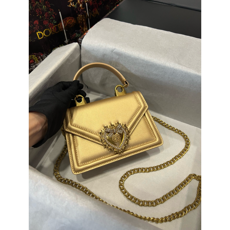 Dolce Gabbana Small Smooth Calfskin Devotion bag-Gold