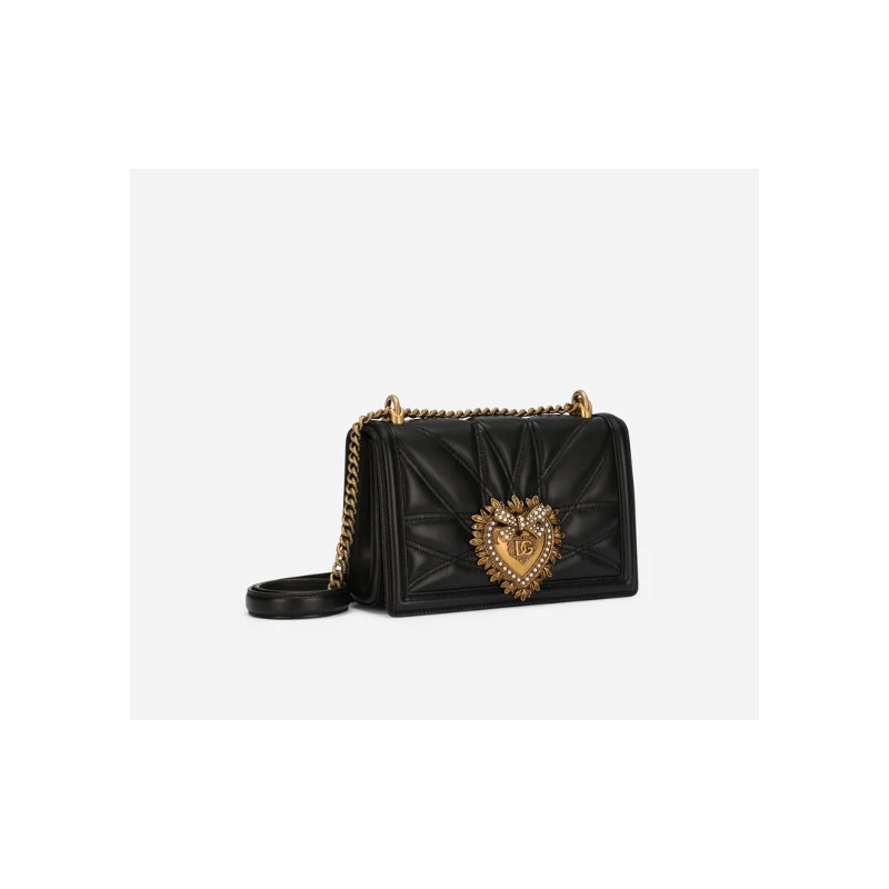 Dolce Gabbana Medium Devotion bag in Quilted Nappa leather-Black