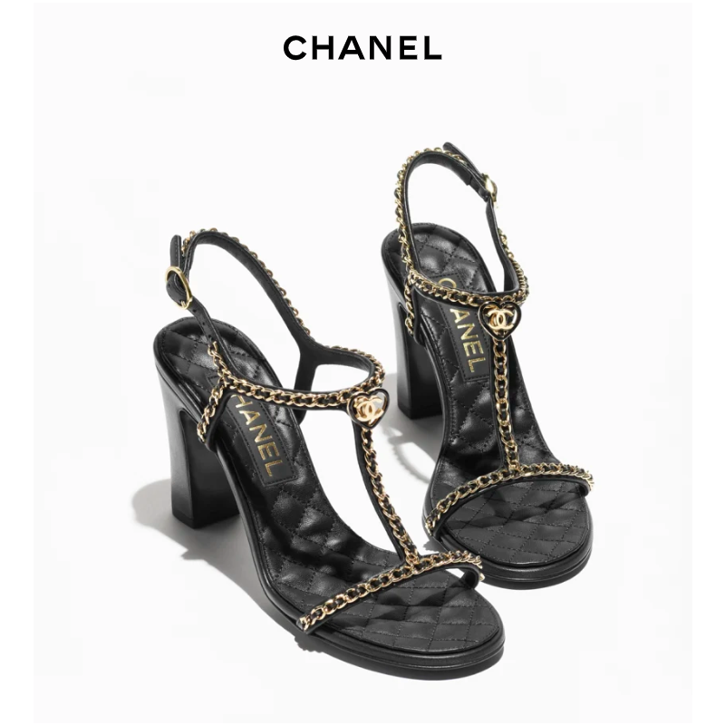 Chanel Lambskin Sandals, Heel 8.5cm,  Size 35-42