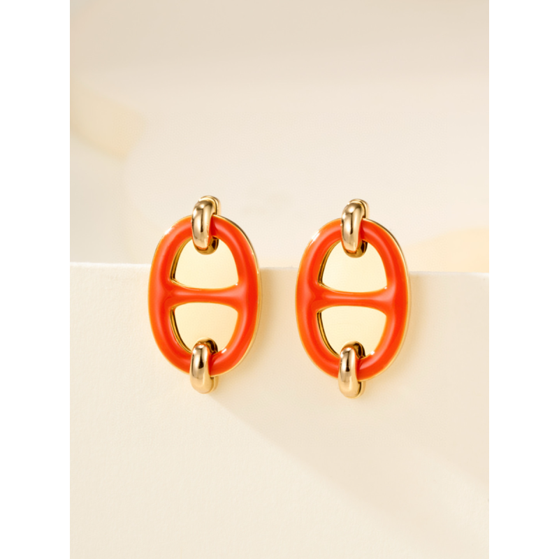 Hermes Mini Mailon Earrings-Orange