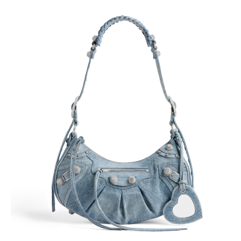 Balenciaga Le Cagole Shoulder Bag Small-With Rhinestones in Blue