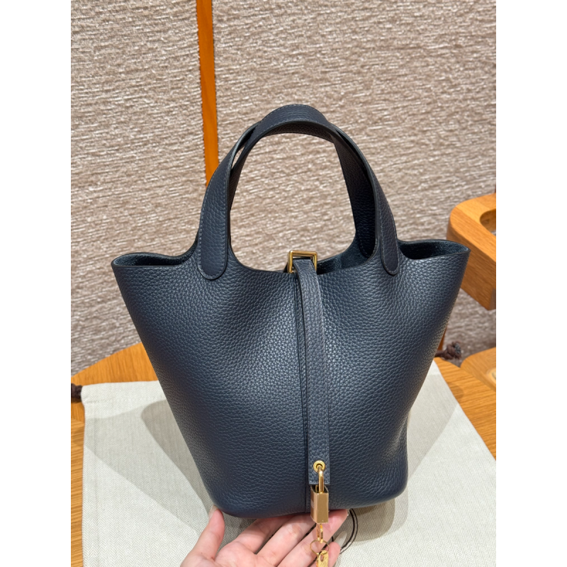 Hermes Picotin Lock Bag 18/22-Blue Niut